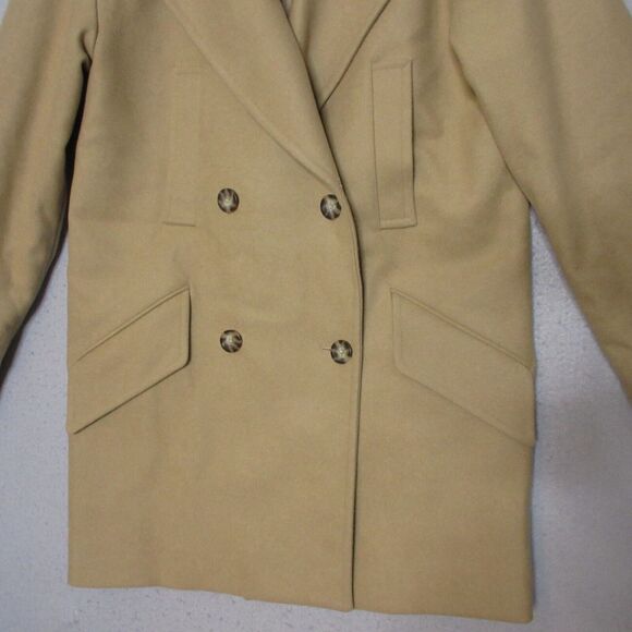 Michael Kors Peacoat Small Camel Color Wool Double Breasted Faux Fur Collar - Picture 3 of 11